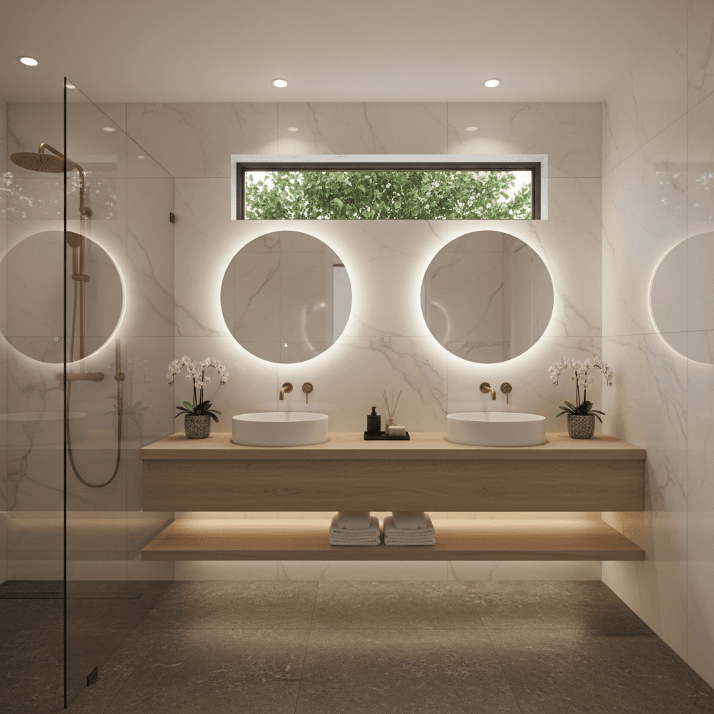 Master bathroom with modern vanity