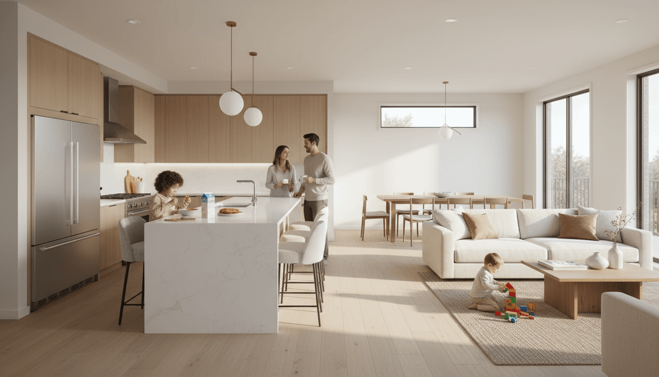 Brand new home interior showing modern systems and finishes